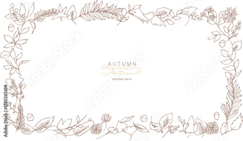 草木の線画イラスト。秋の草木のベクターフレーム。冬の植物シンプル背景。
Line art illustration of plants. Vector frame of autumn plants. Simple background of winter plants.