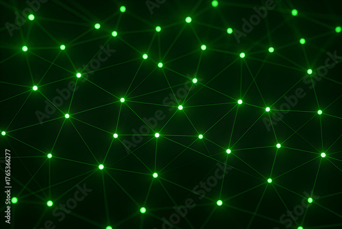 Digital Connection Network: A vibrant network of glowing green nodes and interconnected lines represents the ever-evolving digital landscape, symbolizing connectivity and the power of information.