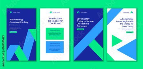 Flat Hand Drawn Illustration of Energy Conservation Day Social Media Stories Background