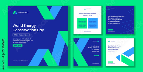 Energy Conservation Day Social Media Post Flat Cartoon Hand Drawn Templates Background
