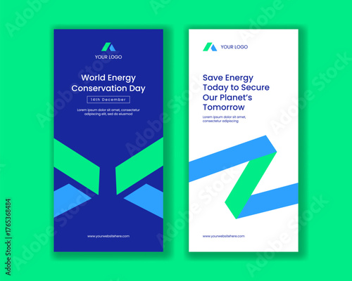 Energy Conservation Day Vertical Banner Flat Hand Drawn Cartoon Background Template