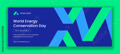 Energy Conservation Day Social Media Cover with Flat Cartoon Hand Drawn Template