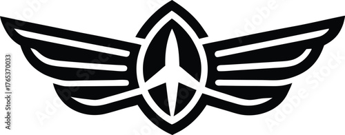 Vector art of black stylized airplane wings emblem