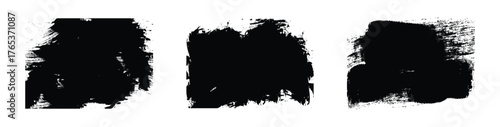 Brush square set. Vector black paint brush spots, Ink brushstroke and paintbrush template with splashes grunge.  black paint ink stroke over square frame. Vector illustration