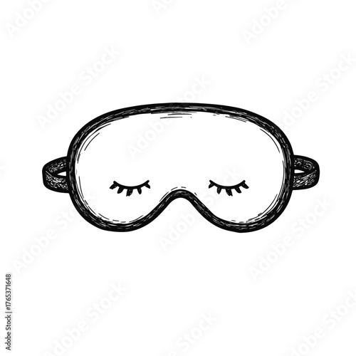 Doodle sleeping mask design in black and white, comfort concept