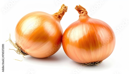 Wallpaper Mural Two Fresh Golden Onions With Dry Roots and Papery Skins Isolated on a Clean White Background With Soft Natural Light High Resolution Studio Shot Torontodigital.ca