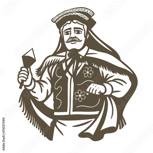 Typical dance suit "El Gueguense" folklore of Nicaragua.