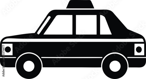 Vector art of black silhouette of a taxi car with a light on top