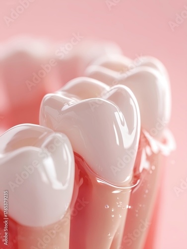 Healthy White Teeth with Glossy Enamel Texture
