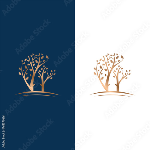 luxury gold tree logo design