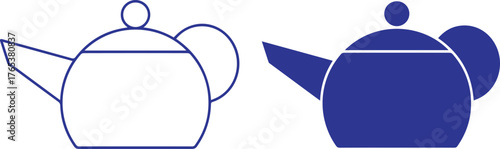 teapot, simple shapes, minimalist, black and white, line art, silhouette  illustration,flat design gray,minimal,line art,geometric shapes