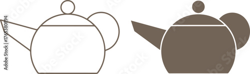 teapot, simple shapes, minimalist, black and white, line art, silhouette  illustration,flat design gray,minimal,line art,geometric shapes