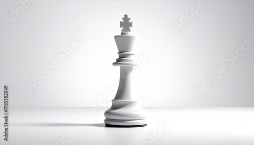White king chess piece stands against bright backdrop