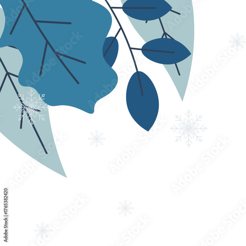 Snow With Frozen Leaves Corner