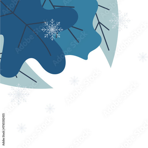 Snow With Frozen Leaves Corner