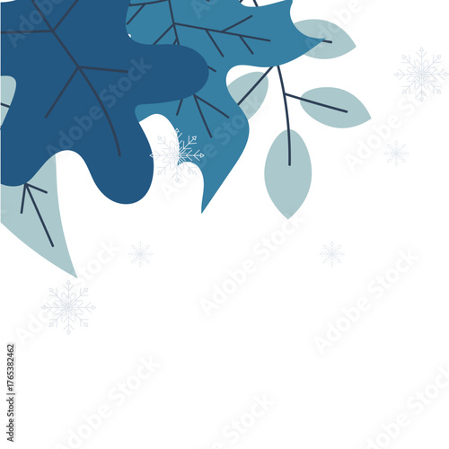 Snow With Frozen Leaves Corner