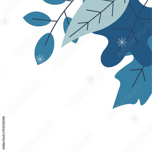 Snow With Frozen Leaves Corner