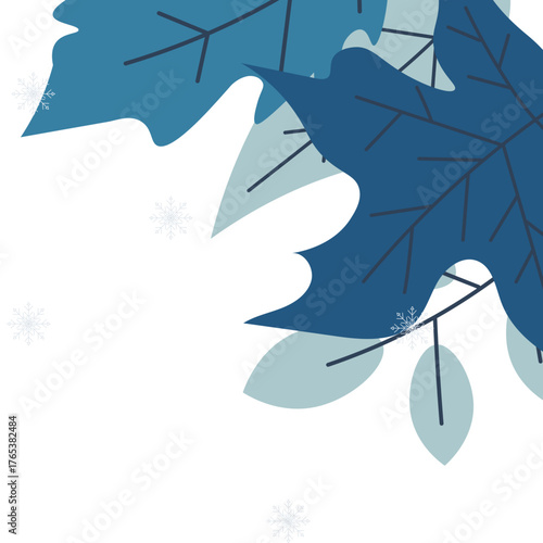 Snow With Frozen Leaves Corner