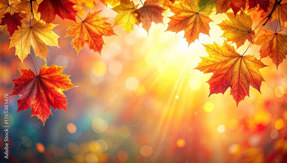 Obraz premium Autumn Leaves and Sunlight A Vibrant Fall Background