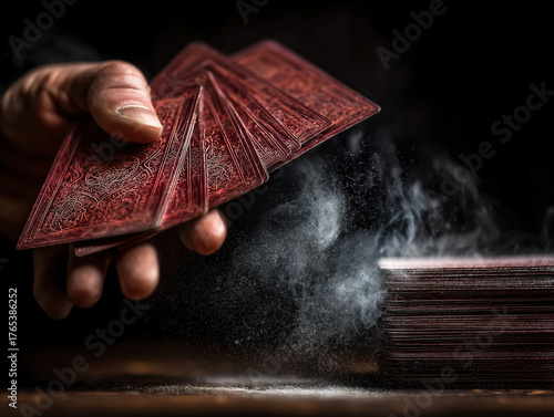 Playing cards mid-air in a ...