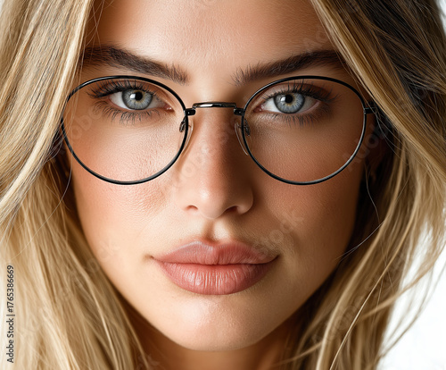 woman in glasses isolated i...