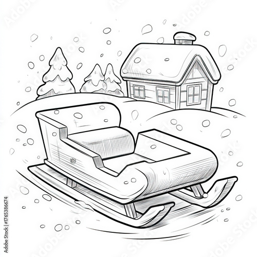 Simple Sled in Snow Drawing...