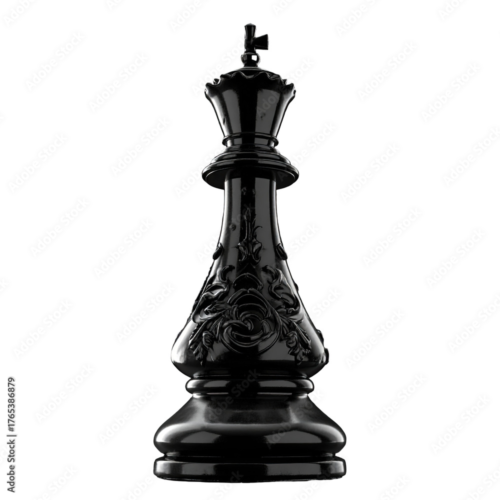 Fototapeta premium Ornate black chess queen, dark, glossy