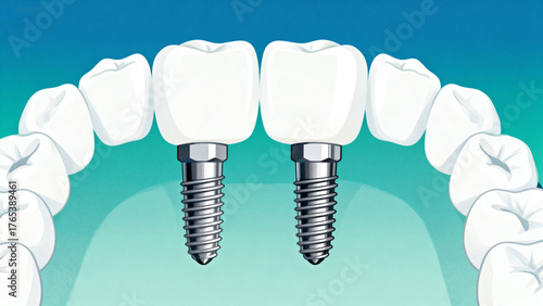 Dental implants and teeth illustration