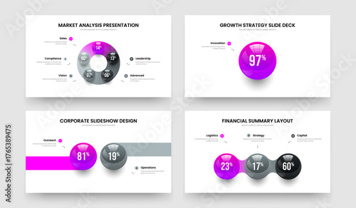 Visual Analysis Five One Two Three Element Infographic Frame Layout Vector Illustration Set. Financial Plan 5 1 2 3 Option Chart Presentation Design Bundle.