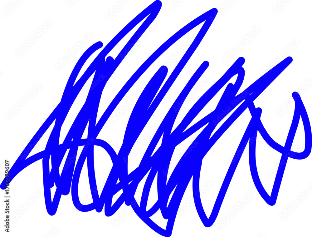 Fototapeta premium Abstract blue scribble lines on white background. Dynamic chaotic doodle art symbolizing creativity, energy, freedom, and artistic expression.