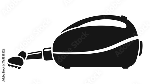 Black silhouette of a modern steam cleaner device for household cleaning applications isolated on white background