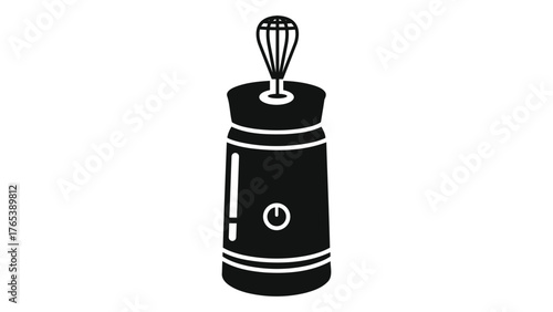 Classic black whisk kitchen tool icon for cooking and baking operations simple design isolated on white background