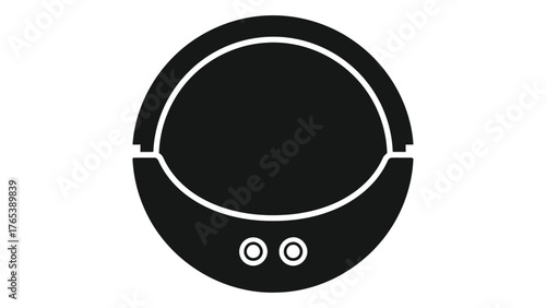 Sleek modern robot vacuum cleaner icon minimalist design for home cleaning automation isolated on white background