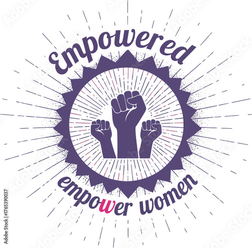 Empowered women fist symbol for female rights movement banner
