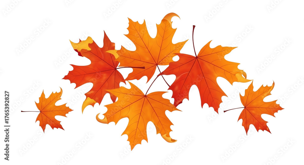 Fototapeta premium Vibrant autumn maple leaves arranged in a cluster isolated on transparent background