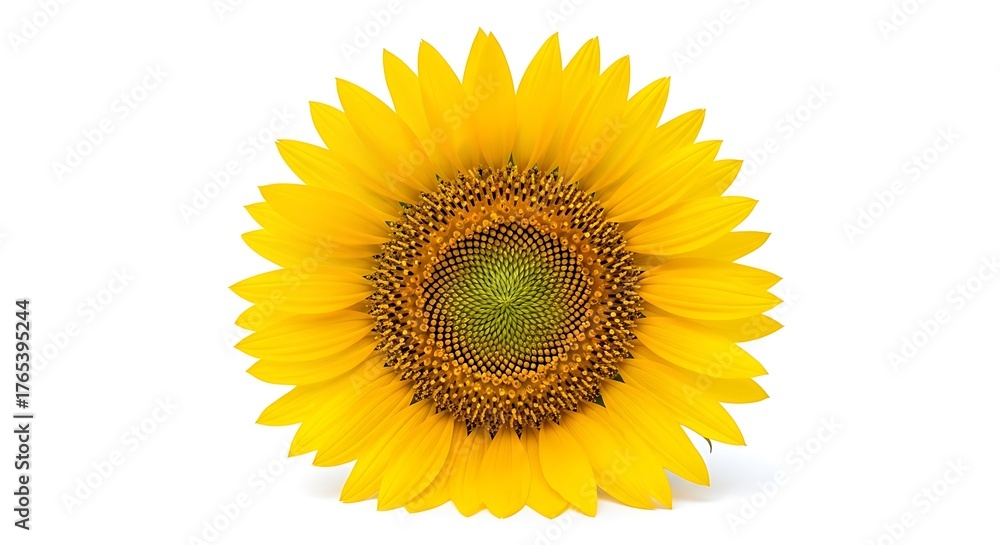 Fototapeta premium Bright yellow sunflower blossom isolated on white background perfect for summer designs