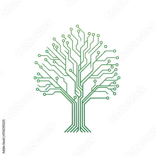 Tree Made of Circuit Lines — Green Tech Innovation Icon