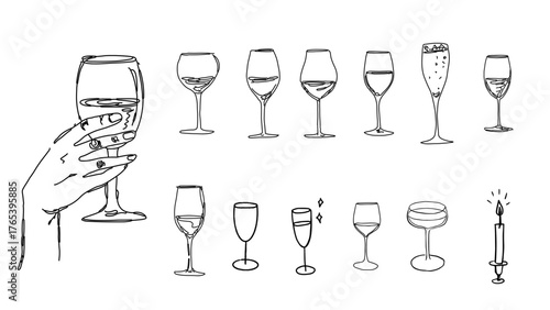 와인잔드로잉