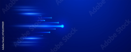 Bright blue light streaks representing high speed digital data flow