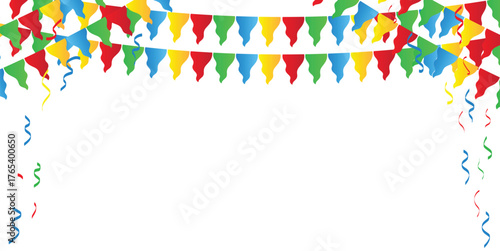 Wallpaper Mural Happy birthday vector transparent background. colorful happy birthday border frame with confetti Torontodigital.ca