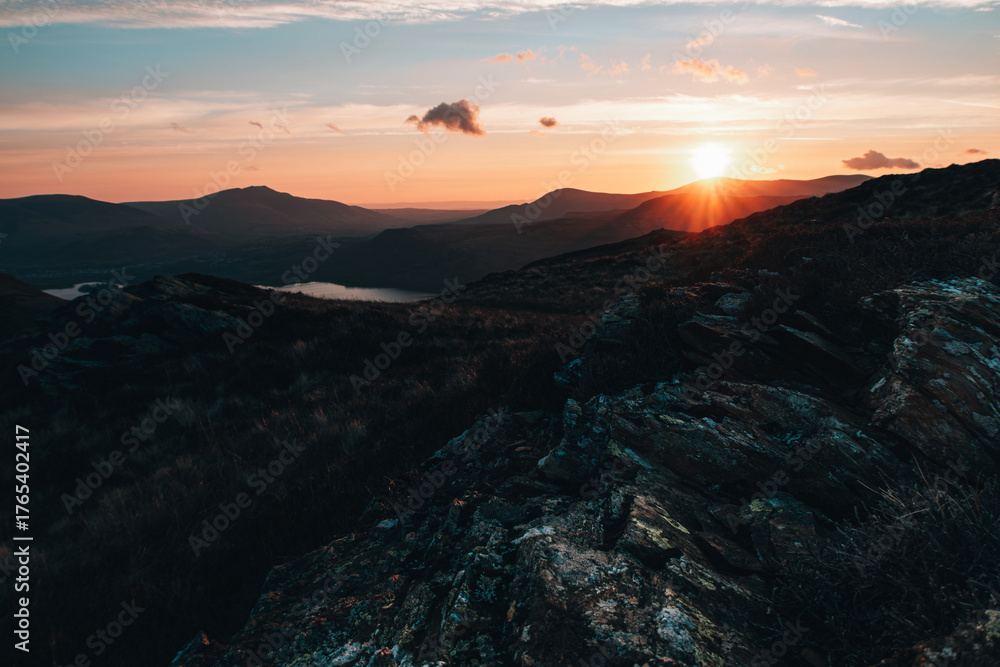 Fototapeta premium The morning sunrise on a mountain