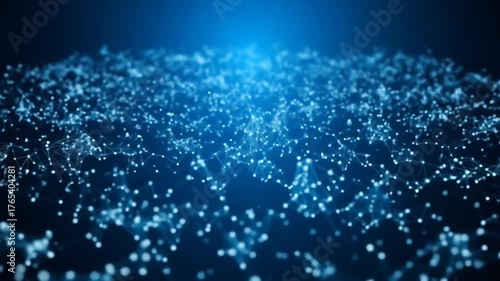 Wallpaper Mural Abstract digital network of connected dots glows in blue on a dark background Torontodigital.ca