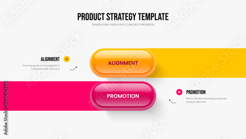 Service Planning Frame Template Vector Illustration. Business Briefing Two Option Diagram Slideshow Layout. Financial Campaign 2 Element Infographic Slide Design.