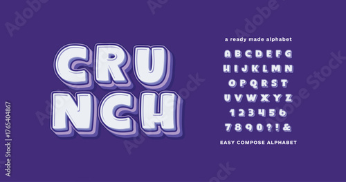 Crunch: Ready made alphabet. Easy compose fun, bold, and kids font.