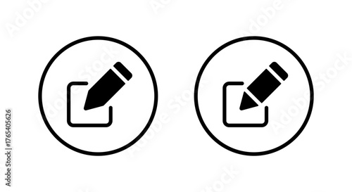 Edit pencil icon. Write and compose symbol in circular outline