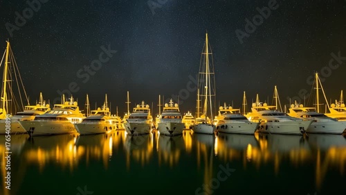 Night city skyline illuminated reflection waterscape with buildings and lights