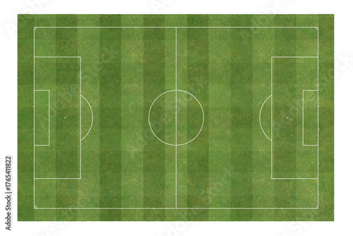 layout empty board realistic grass surface. soccer sport green striped lawn. Top view of International standard football field floor isolated transparent background or png file.