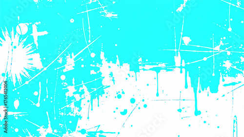 Abstract Aqua Blue Digital Grunge and Celestial Dynamic Heavy, Splattered Paint Brushstrokes and Drips. Raw Artistic Expression with Modern, Cool-Toned, and Energetic design