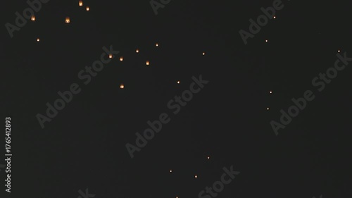 Sky lanterns, flying lanterns, floating lanterns, hot-air balloons Loy Krathong Festival in Chiang Mai Thailand.