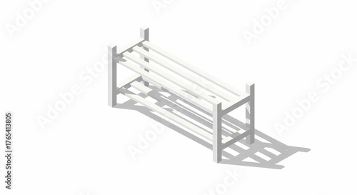 Simple white isometric shoe rack for modern home organization minimalist storage furniture object